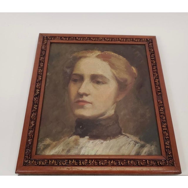 American Antique Oil Portrait of a Young Woman For Sale - Image 3 of 18