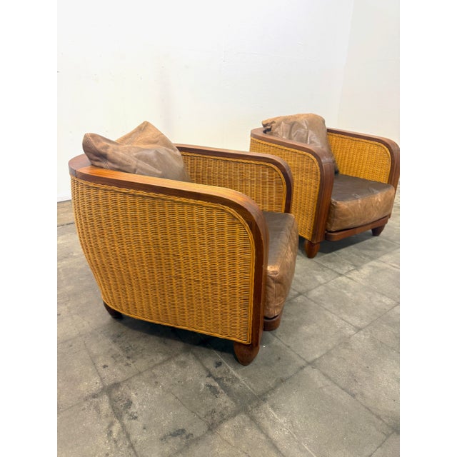 These elegant 1920s armchairs beautifully combine the warmth of handcrafted wood with the refined texture of woven cane,...
