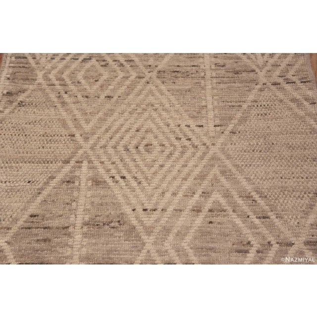Tribal Earthy Tribal Geometric Modern Moroccan Berber Design Hallway Runner Rug For Sale - Image 3 of 3