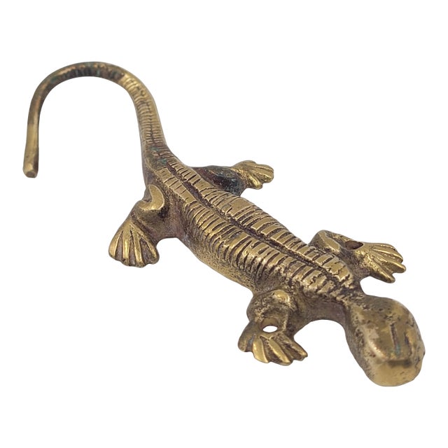 Mid 20th Century Solid Brass Lizard Wall Hook For Sale