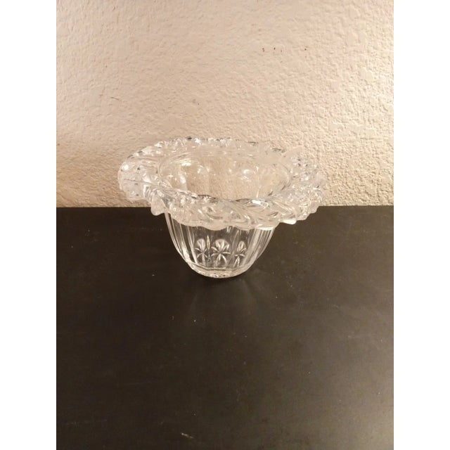 1980s Merry Christmas Crystal Votive Candle Holder With Wreath Rim For Sale In Dallas - Image 6 of 6