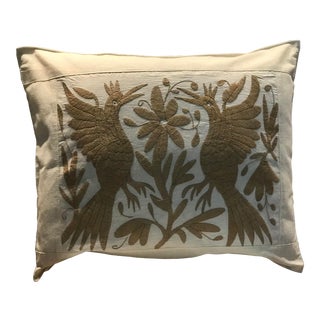 Mexican Tenango Hand Embroidered Pillow Cover For Sale