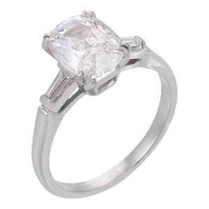Mid Century Gia 1.53 Carat Old Mine Cut Diamond Platinum Engagement Ring, Size 6