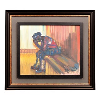 Elin Sian Blake, Until Tomorrow (Tan Yfory), South Wales Valleys Miner, 21st Century, Oil on Canvas For Sale