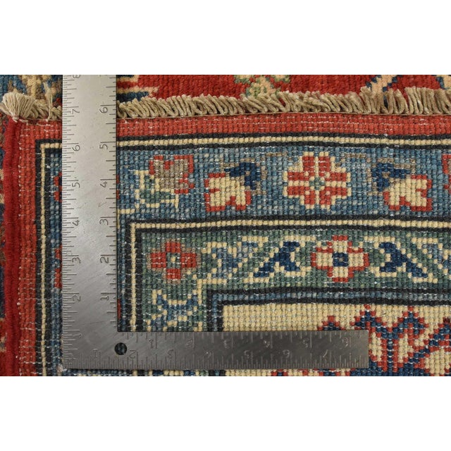 Kazak Rug 9’2” X 11’9” Red Wool Tribal Hand-Knotted Oriental Carpet For Sale - Image 15 of 15
