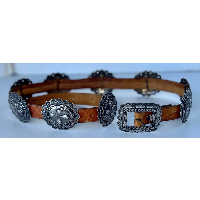 1930s Antique Silver 9 Concho Belt For Sale In Monterey, CA - Image 6 of 6