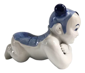 Large Vintage Chinese Porcelain Baby Pillow Headrest Figurine