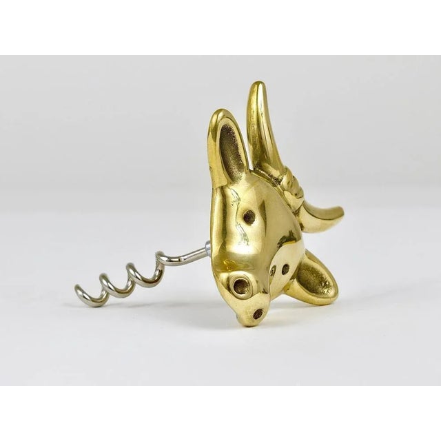 1950s Cow Brass Cork Screw Bottle Opener by Walter Bosse for Herta Baller, Austria, 1950s For Sale - Image 5 of 6