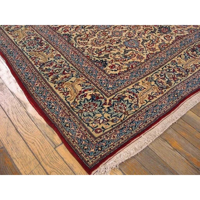 1940s Ivory Floral Antique Persian Nain Carpet 5'3" X 8'4" Knotted Wool Rug For Sale - Image 9 of 9