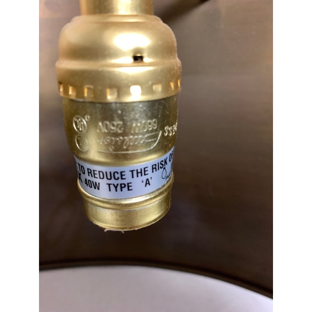 Burnished Brass Bronze Metal Drum Hanging Pendant Light For Sale - Image 11 of 12