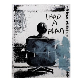 I Had a Plan- Mid Century Style Embellished Giclee Print For Sale