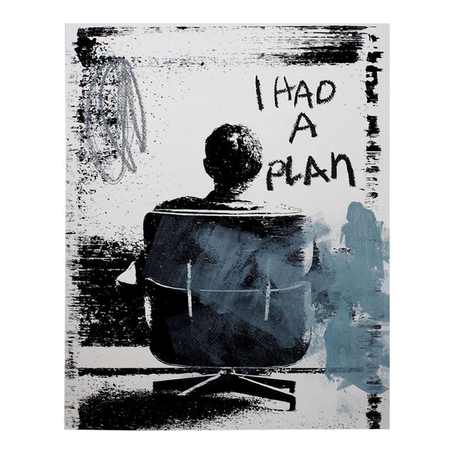 I Had a Plan- Mid Century Style Embellished Giclee Print For Sale