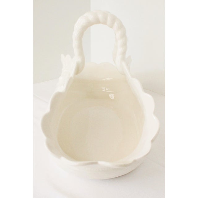 Mid 20th Century 1960's White Porcelain Centerpiece Basket/Spain For Sale - Image 5 of 7