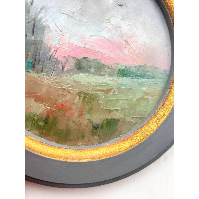 2020s Original Oil Painting Framed, Pink Sunrise Landscape Miniature Art by Valeriya Serova For Sale - Image 5 of 11