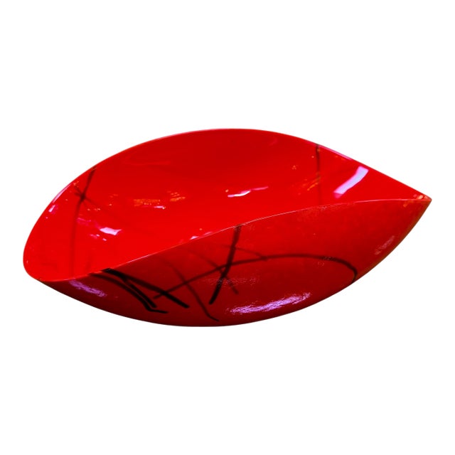1960s Red Murano Art Glass Bowl For Sale