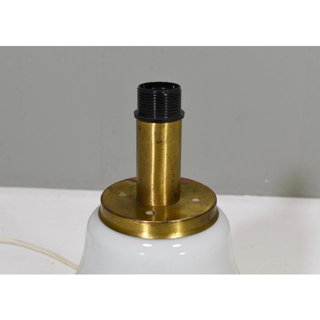 Large Italian Table Lamp in Opaline Glass and Brass, 1970s For Sale - Image 11 of 12