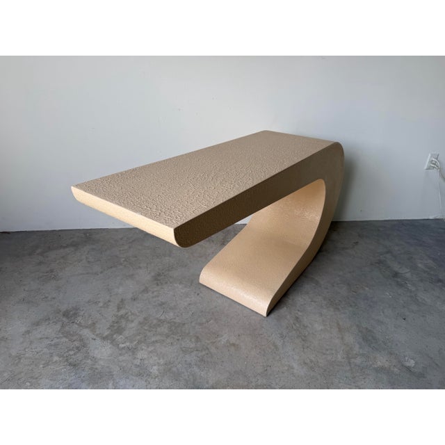 1980’s Postmodern Plastered Wood Geometric Waterfall Console Table For Sale In Miami - Image 6 of 12