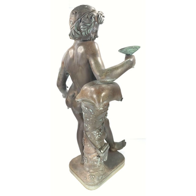 Large 34" Antique Grand Tour Mythological Roman Bronze Sculpture of Pan or a Youthful Faun For Sale - Image 10 of 18