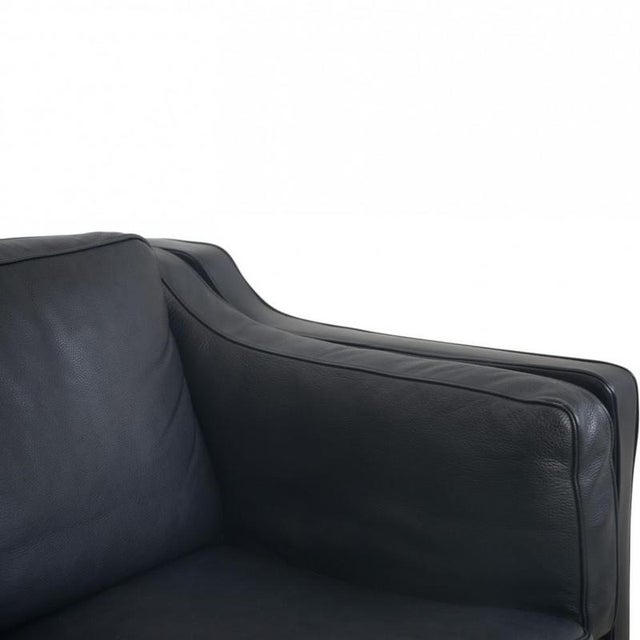 Vintage 2212 Two-Seater Sofa in Black Leather by Børge Mogensen, 1980s For Sale - Image 6 of 18