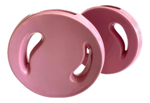 Post Modern Vintage 1980's Art Deco Style Round Mauve Rose Pink Art Pottery Ceramic Vases - a Pair