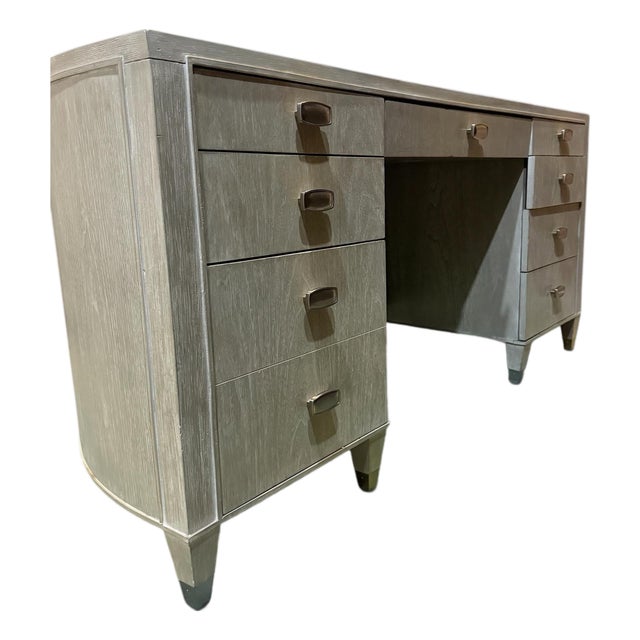 Sligh by Lexington "Greystone Dylan" Curved Walnut Demilune Executive Desk For Sale