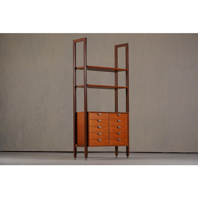Mid-Century Modern Vintage Italian Teak Wall Unit, 1960s For Sale - Image 3 of 12
