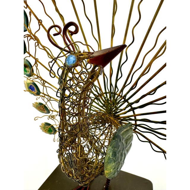 Vintage Mid Century Metal Peacock For Sale - Image 4 of 9