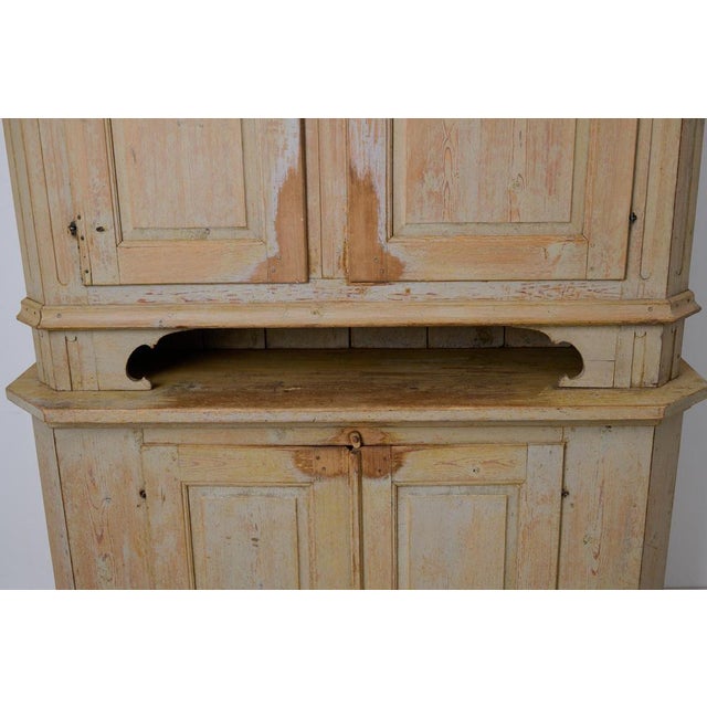Large Antique Swedish Gustavian Style Folk Art Handmade Pine Cabinet For Sale - Image 9 of 17