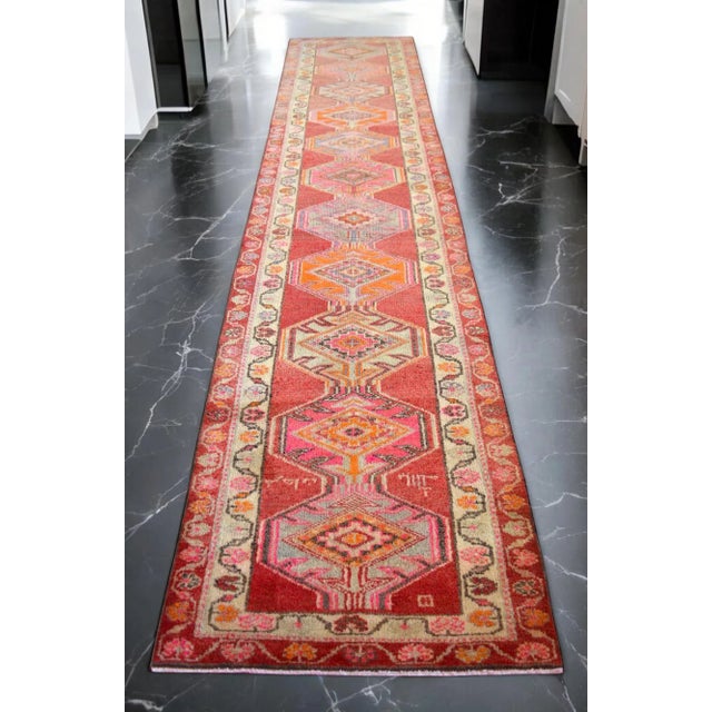 Turkish 1970s Vintage Hand Knotted Runner Kitchen Decor Hallway Rug For Sale - Image 3 of 11
