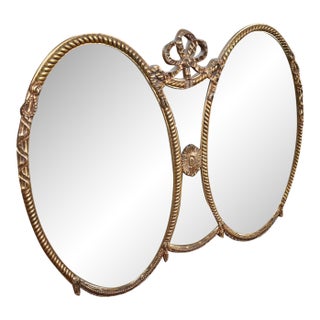 Mid-Century Hollywood Regency Gilt Rope Ribbon Oval Wall Mirror For Sale