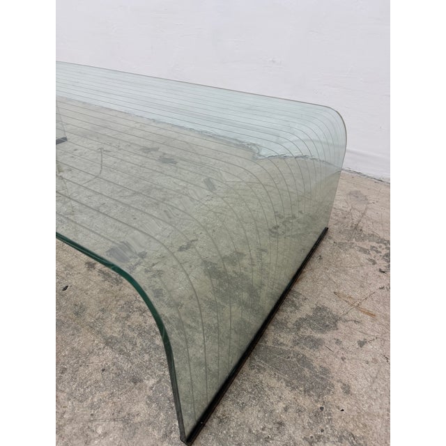 Angelo Cortesi Etched Waterfall Coffee or Cocktail Table for Fiam, Italy 1980s For Sale In Miami - Image 6 of 18