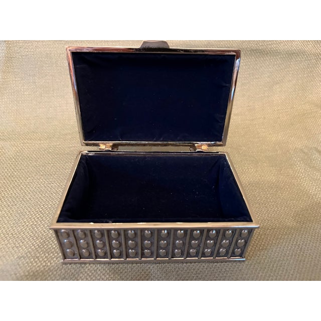 Silver Plated Decorative Jewelry Box With Felt Interior and Engraved Usd Hs - Legacy Club - 2003 For Sale - Image 4 of 7