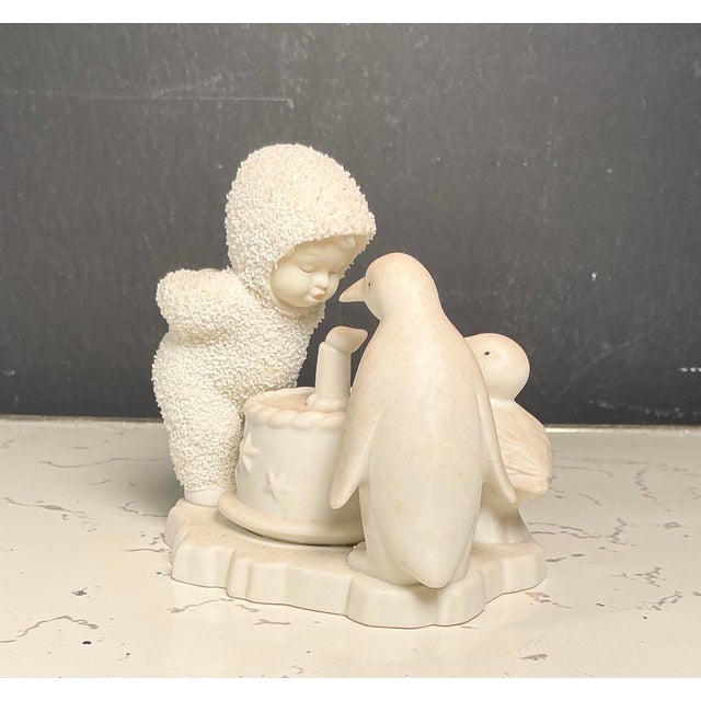 Vintage Department 56 Snowbabies figurine titled "Make A Wish", model #56.68926 retired in December of 2001. Bisque...