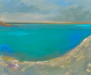 Cove by Leigh Ann Van Fossan | Oil on gallery-wrap canvas Landscape of a tranquil cove with turquoise water.
