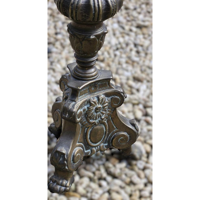 Altar Candlestick in Silvered Bronze, in Very Good conditions. Designed 1890 to 1919