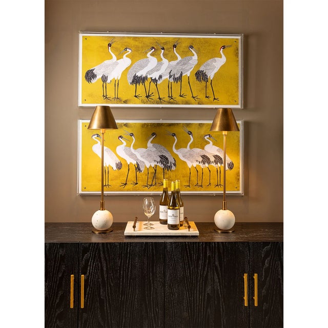 2020s Boston Brass/Cream Buffet Lamp, Set of 2 For Sale - Image 5 of 9