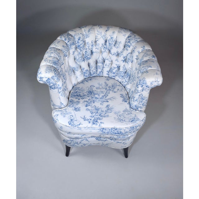 Swedish Art Deco Barrel Bergere Chairs, 1920's French Toile For Sale - Image 11 of 15