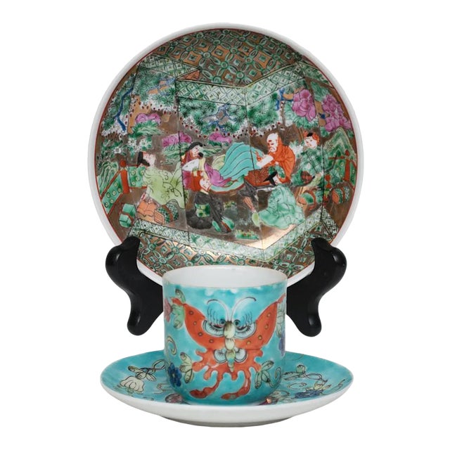 Vintage Japanese and Chinese Famille Verte Porcelain Set- 5 Pieces For Sale - Image 10 of 10