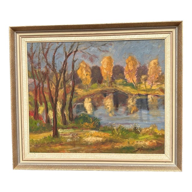 Skänstod, Autumn Landscape, 1948, Oil on Panel, Framed For Sale