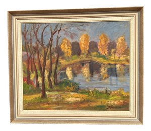 Skänstod, Autumn Landscape, 1948, Oil on Panel, Framed