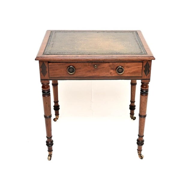 Antique Georgian Leather Top Writing Table, 1800 For Sale - Image 3 of 11