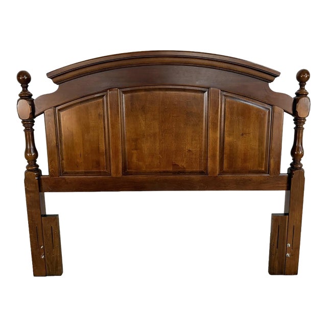 Late 20th Century Cherry Paneled Queen/Full Size Headboard With Turned Posts For Sale