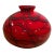 Vintage Czech Art Deco Red Cased Glass Orb Vase With Black Web Drizzle Pattern Attributed to Kralik Glassworks For Sale