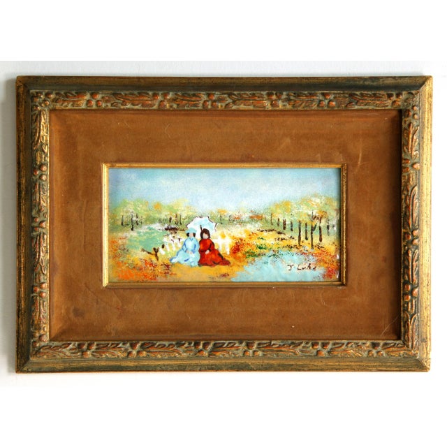 Vintage Mid Century Enamel on Copper Landscape W/ Figures For Sale In Providence - Image 6 of 6