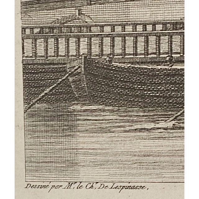 Paper Rare French Engraving of Floating Bridge Over the Neva, St. Petersburg, Circa 1750 For Sale - Image 7 of 8
