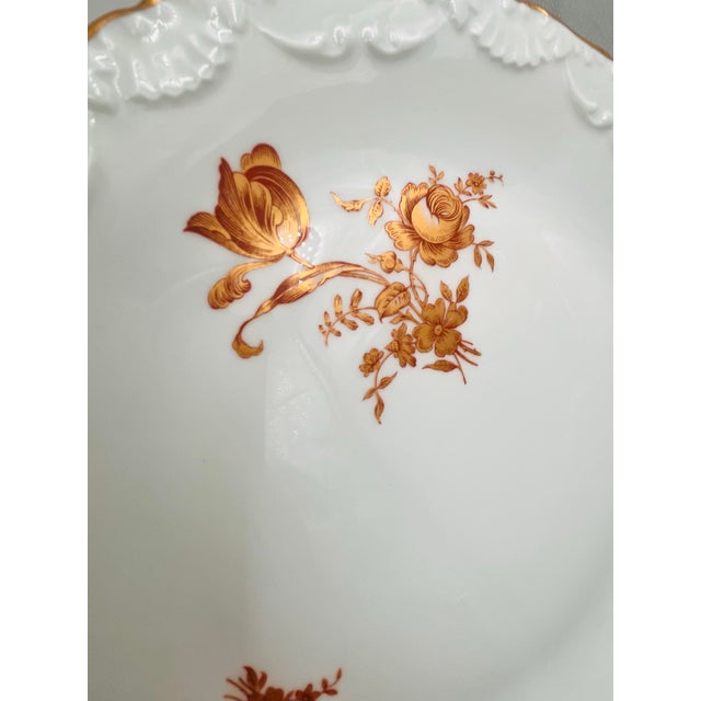 Ceramic Mid Century Limoges Porcelain Gold Roses Cake Stand For Sale - Image 7 of 11