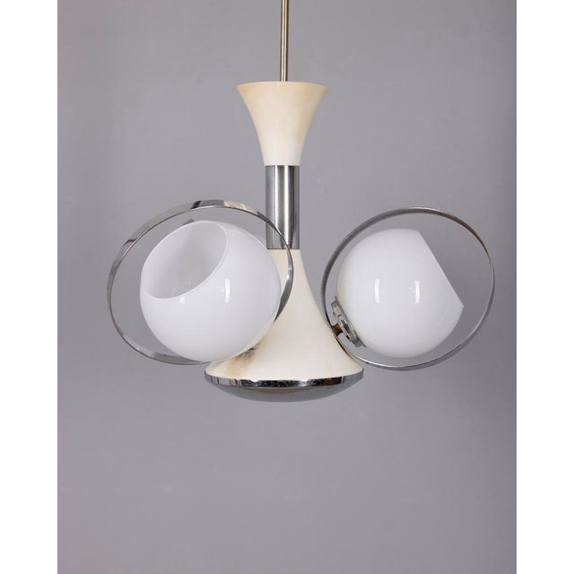 Vintage Space Age Italian Chandelier with Glass Lights, 1970s For Sale - Image 9 of 9