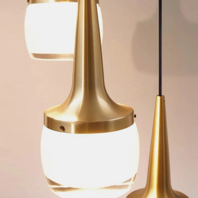 1960s Brass Glass Cascade Fixtures attributed to Staff, 1960s, Set of 2 For Sale - Image 5 of 15