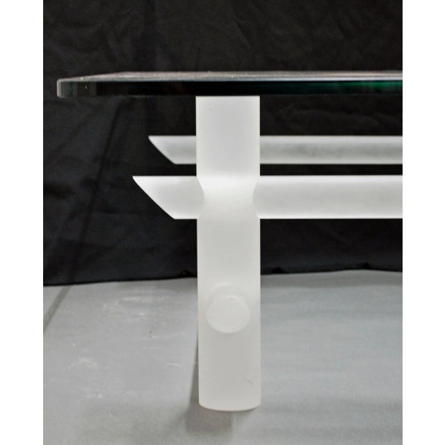 White Les Prismatiques Signed Frosted Lucite & Plate Glass Coffee Table For Sale - Image 8 of 12
