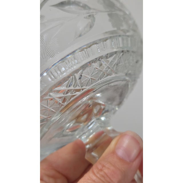 Vintage Cut Glass Star and Leaf Pedestal Compote For Sale - Image 17 of 18